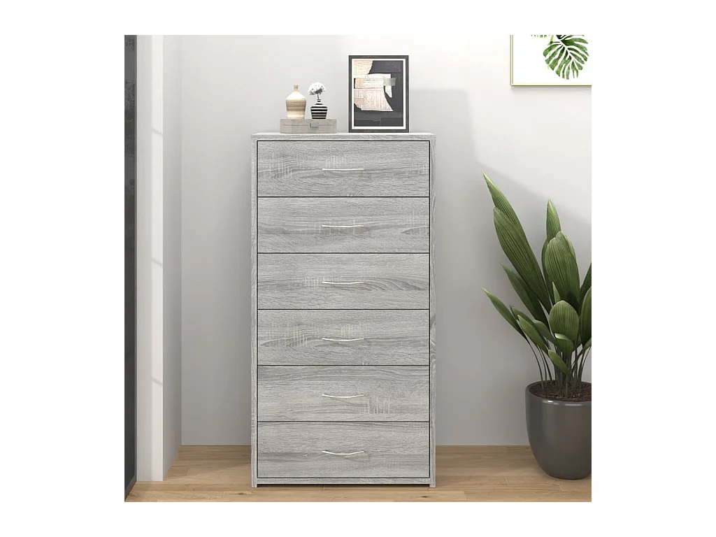 Buffet avec 6 tiroirs Sonoma gris 50x34x96 cm Bois d'ingénierie