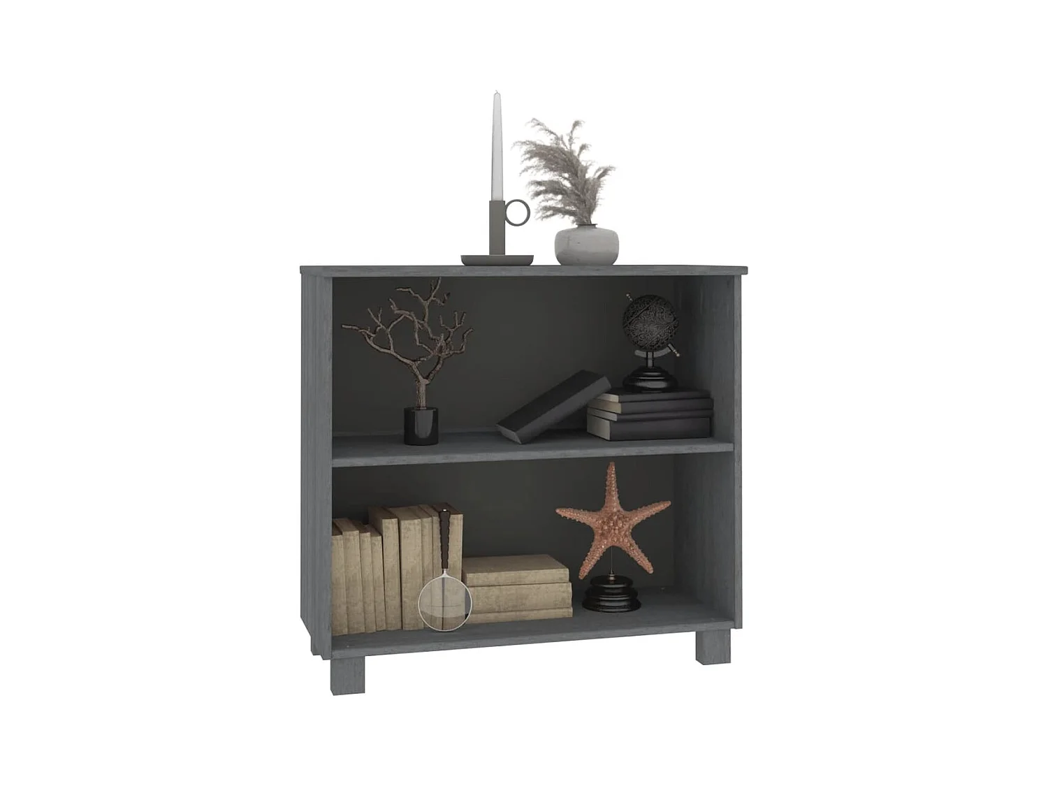 Buffet HAMAR Gris foncé 85x35x80 cm Bois massif de pin