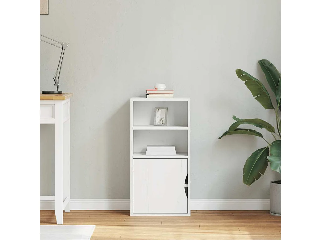 Armoire latérale ODDA blanc 40x24x79 cm bois massif pin