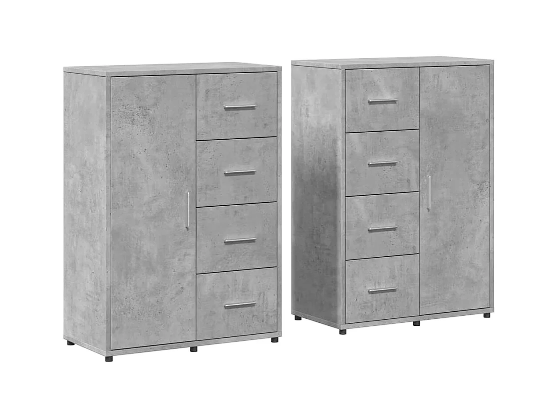 Buffets 2 pcs gris béton 60x31x84 cm bois d'ingénierie