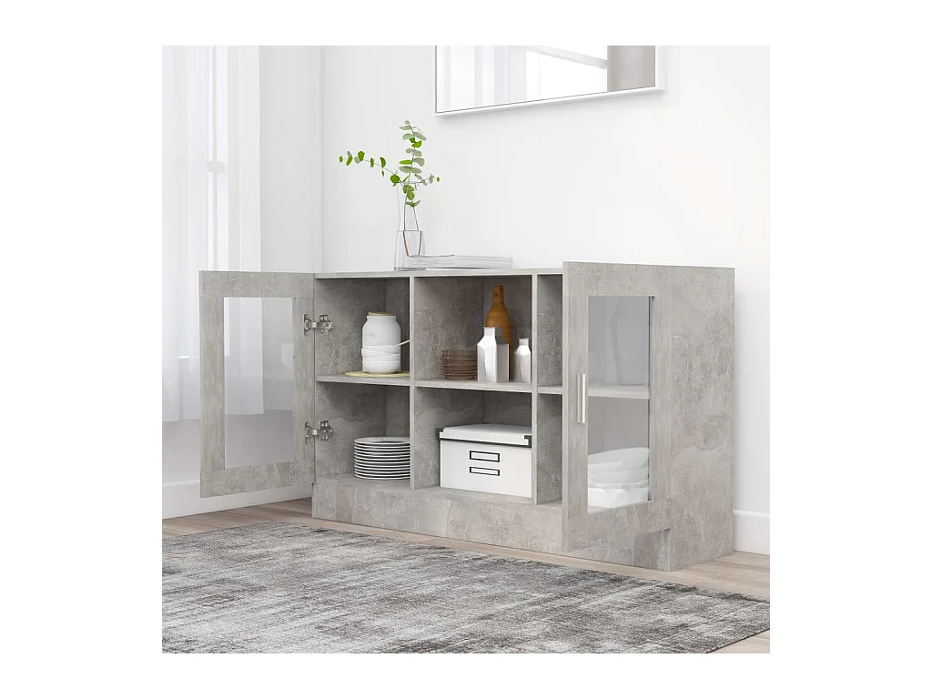 Armoire à vitrine Gris béton 120x30,5x70 cm Bois d’ingénierie