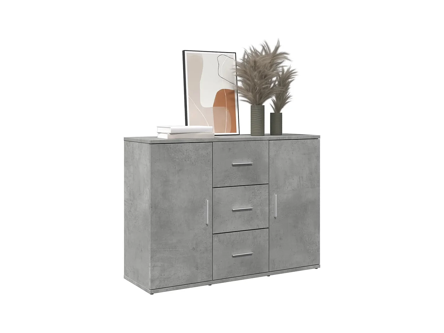 Buffet gris béton 90,5x29,5x65 cm bois d'ingénierie