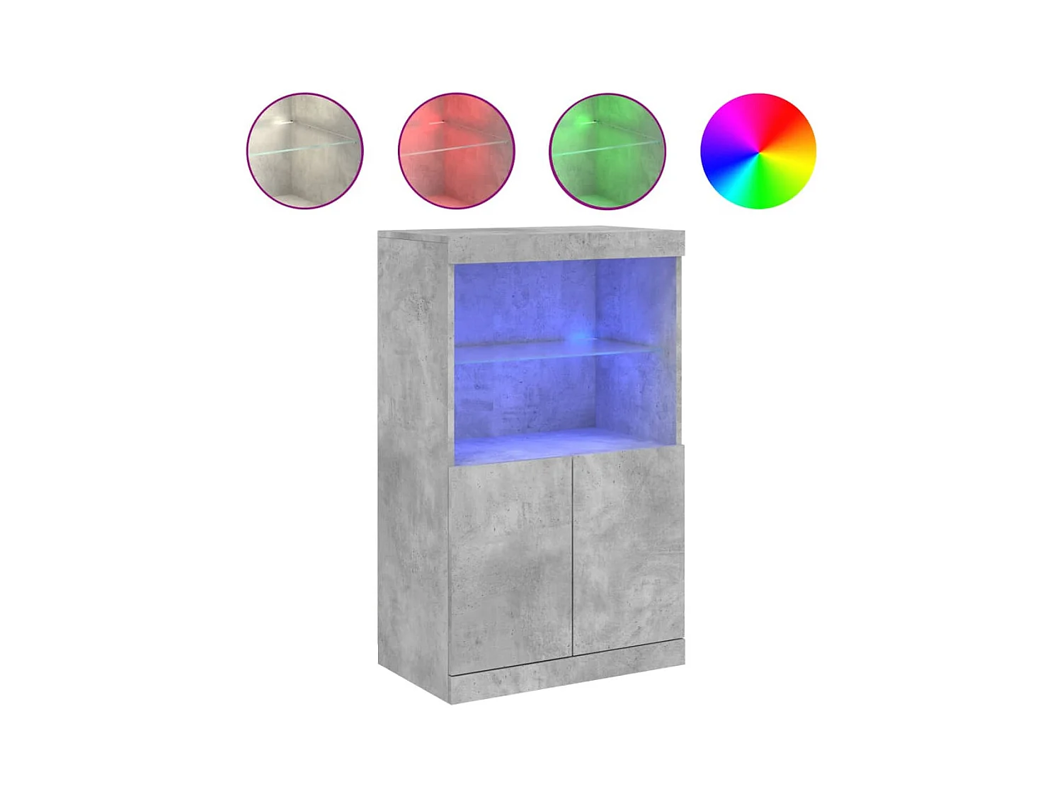 Buffet avec lumières LED gris béton 60,5x37x100 cm