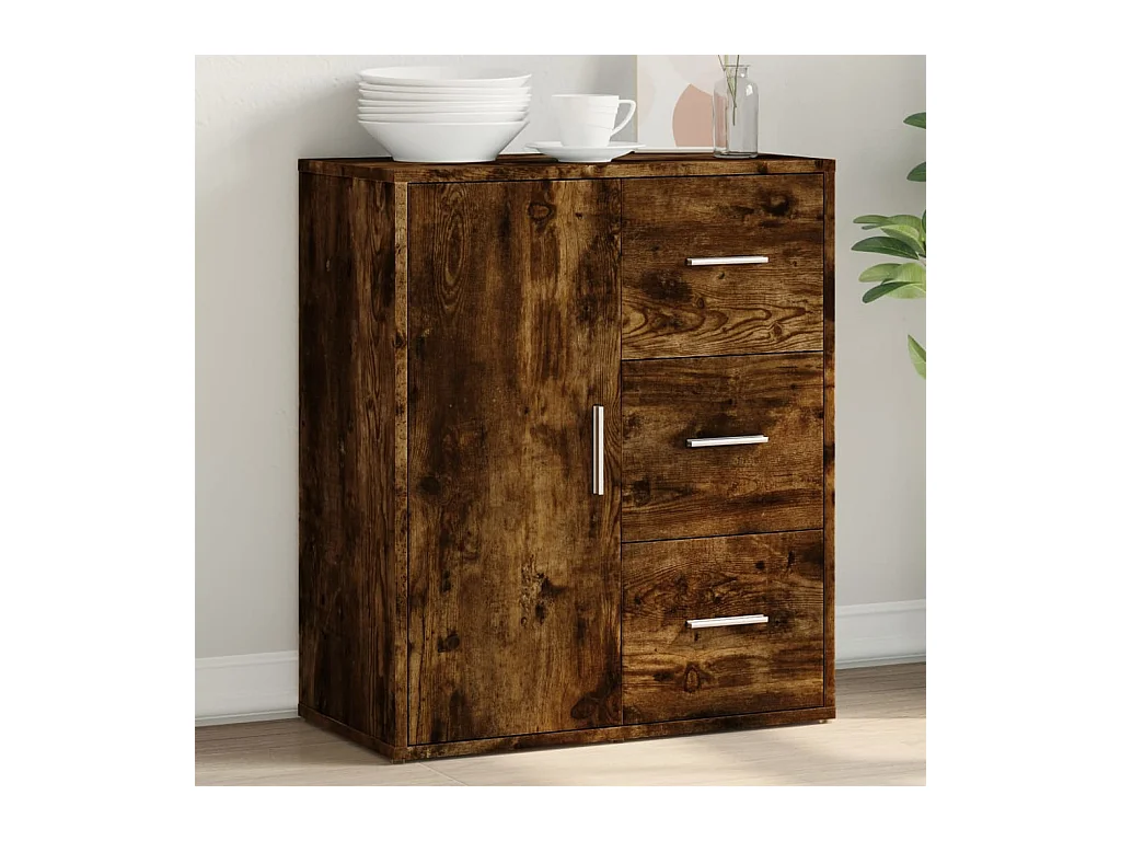 Buffet chêne fumé 60x31x70 cm bois d'ingénierie