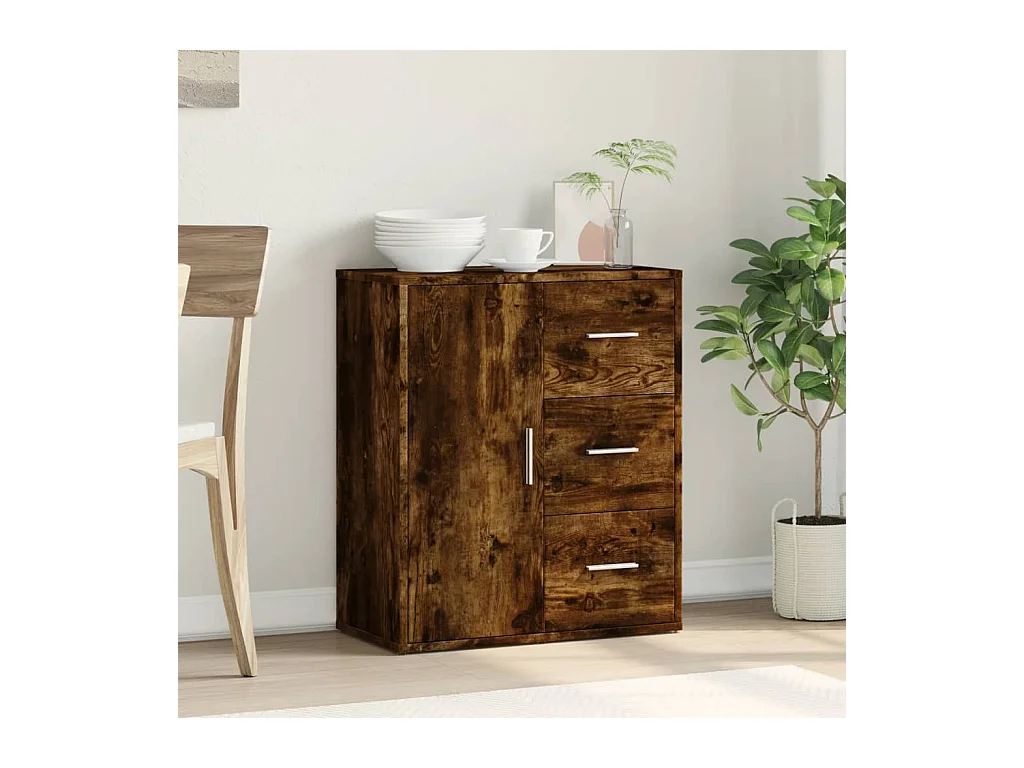 Buffet chêne fumé 60x31x70 cm bois d'ingénierie