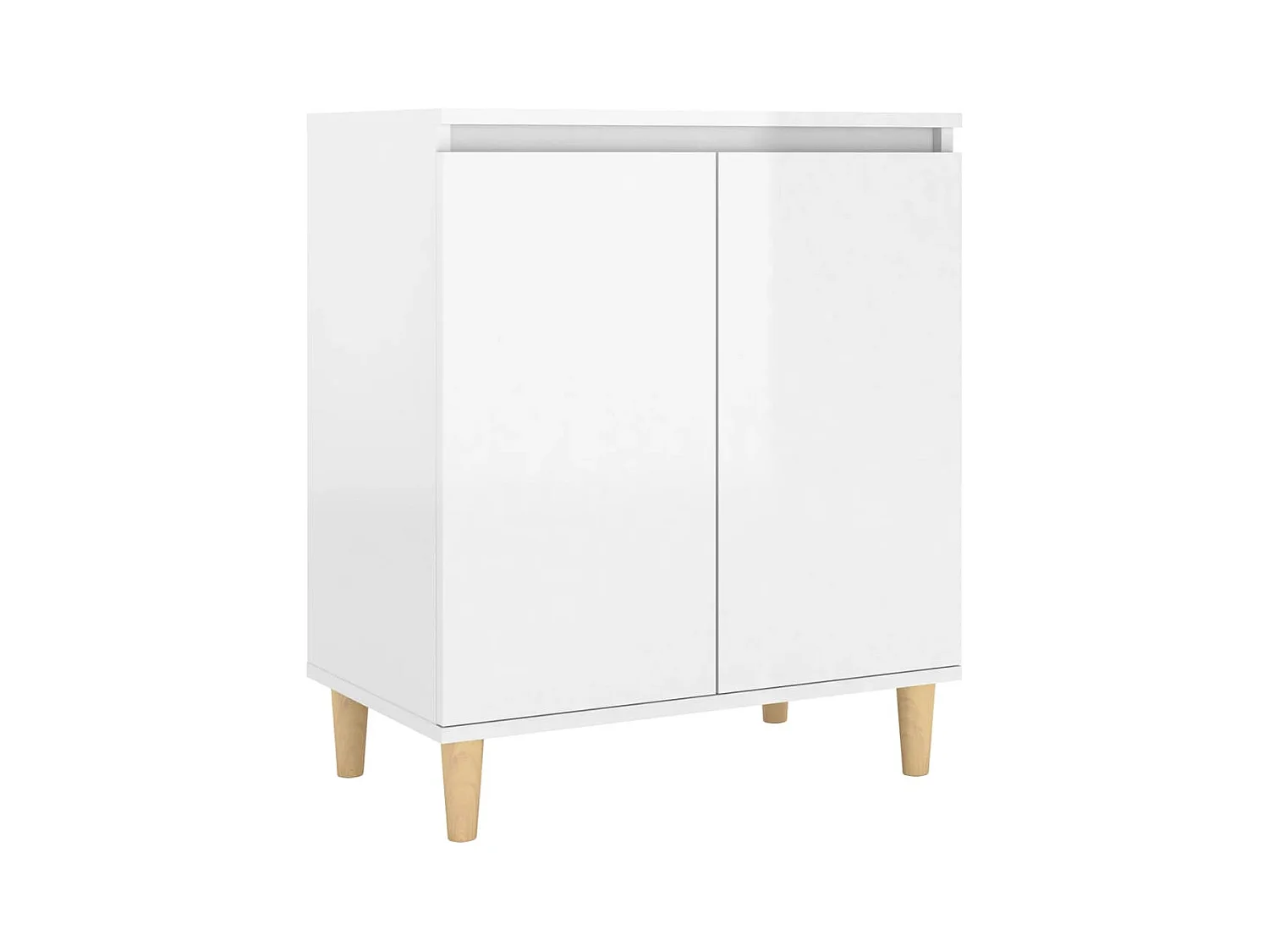 Buffet avec pieds en bois blanc brillant bois d'ingénierie