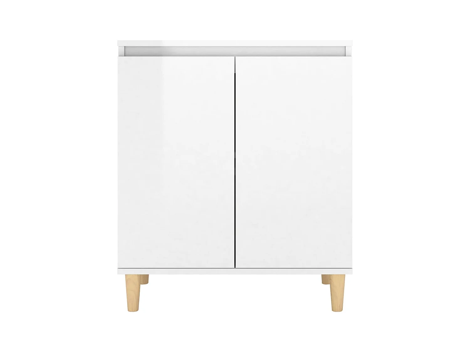 Buffet avec pieds en bois blanc brillant bois d'ingénierie