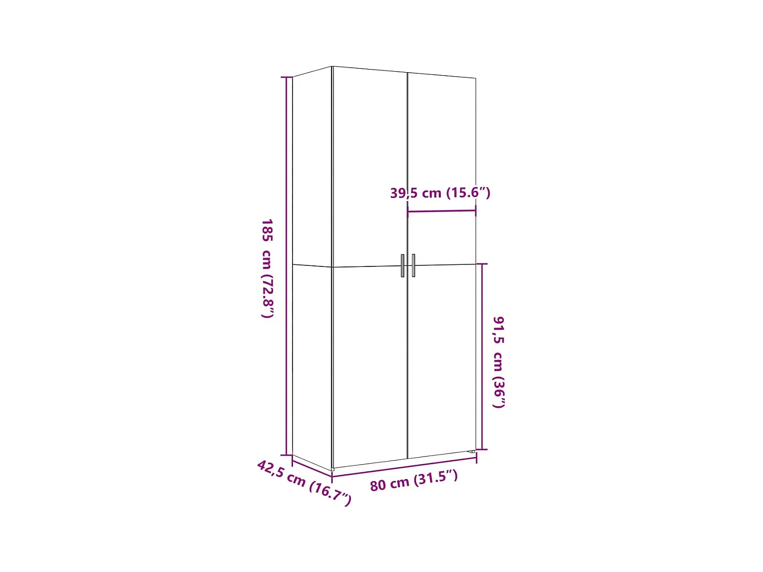 Buffet haut blanc 80x42,5x185 cm bois d'ingénierie