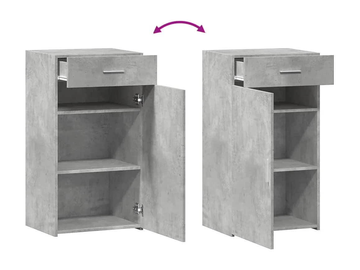 Buffet gris béton 50x42,5x93 cm bois d'ingénierie