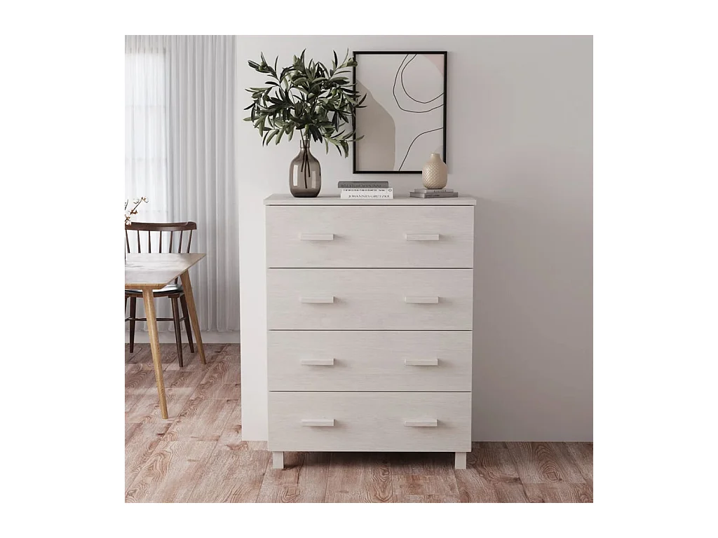 Credenza bianca HAMAR 79x40x103,5 cm in legno massello di pino