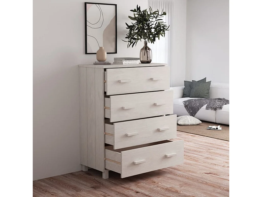 Credenza bianca HAMAR 79x40x103,5 cm in legno massello di pino