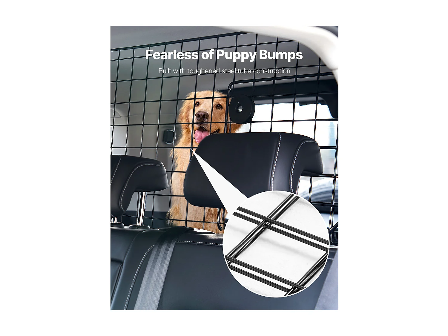 Barrière de Sécurité Réglable pour Chien SucceBuy, (90 à 154 cm), Séparateur de Voiture pour Espace de Chargement
