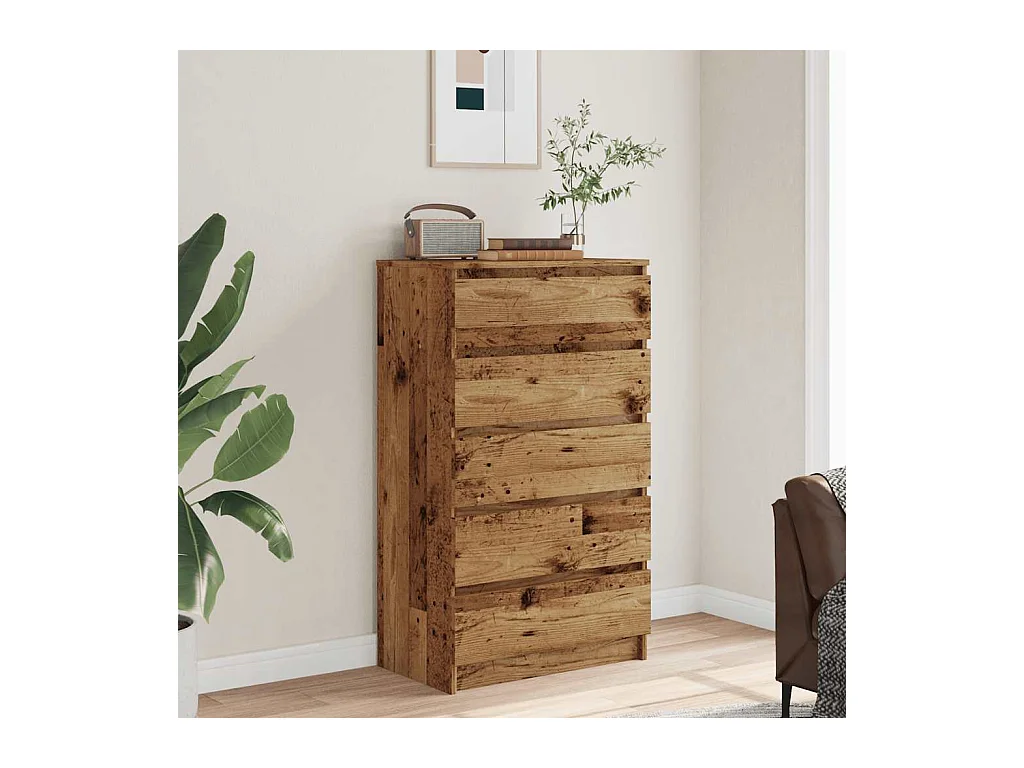 Commode vieux bois 60x36x103 cm bois d'ingénierie