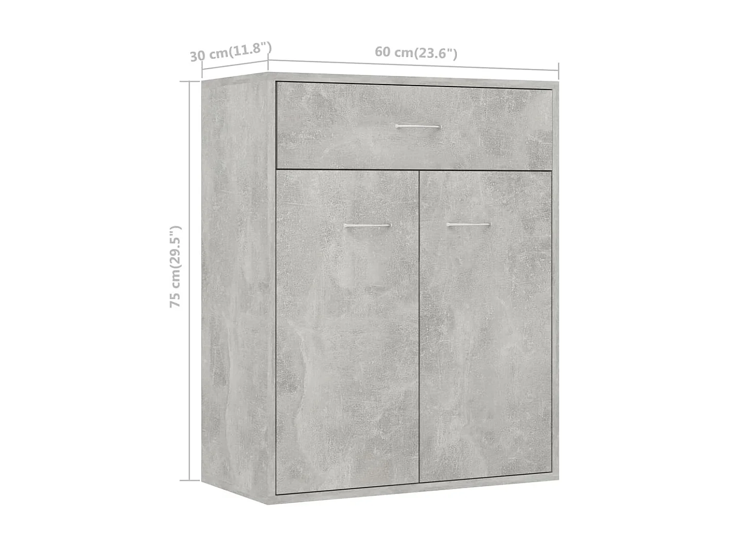 Buffet Gris béton 60x30x75 cm Bois d'ingénierie