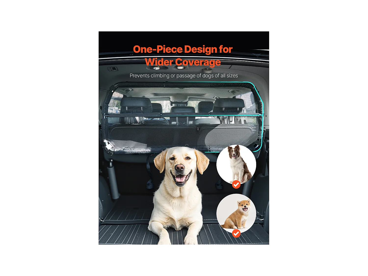 Barrière de Sécurité pour Chien SucceBuy, Séparateur de Voiture pour Espace de Chargement, 117 cm de Large