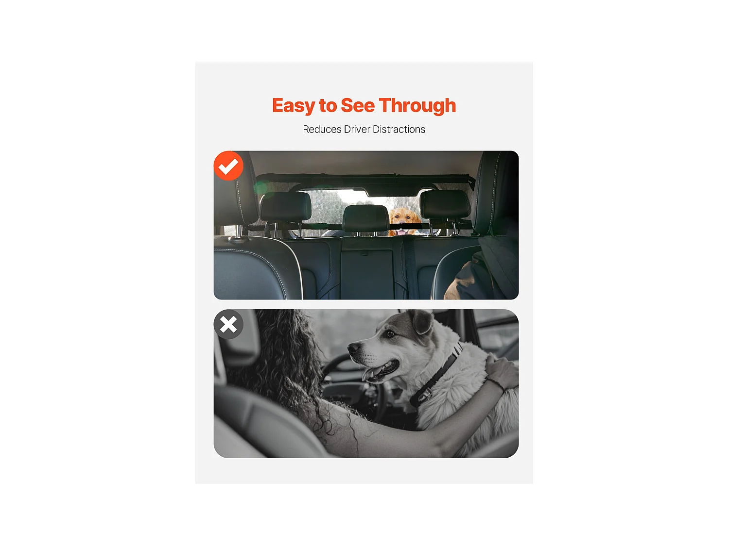 Barrière de Sécurité pour Chien SucceBuy, Séparateur de Voiture pour Espace de Chargement, 117 cm de Large