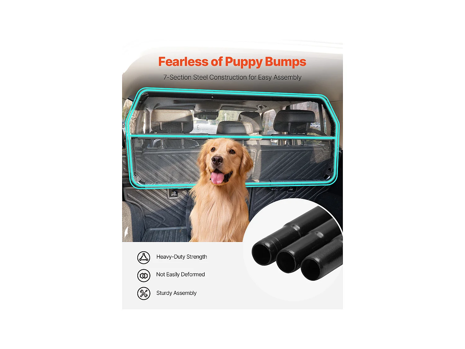 Barrière de Sécurité pour Chien SucceBuy, Séparateur de Voiture pour Espace de Chargement, 117 cm de Large