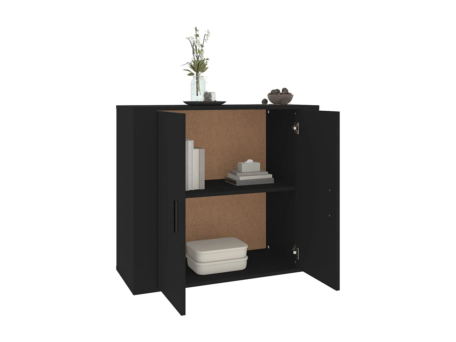 Buffet Noir 80x33x70 cm Bois d'ingénierie