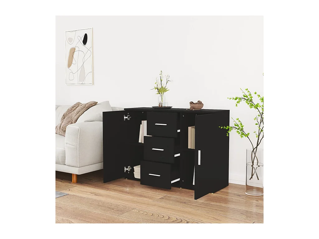 Buffet Noir 91x29,5x65 cm Bois d'ingénierie