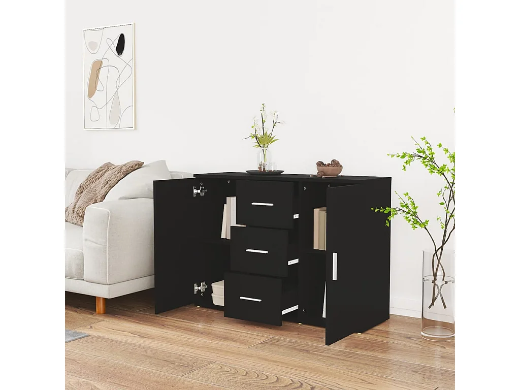 Buffet Noir 91x29,5x65 cm Bois d'ingénierie