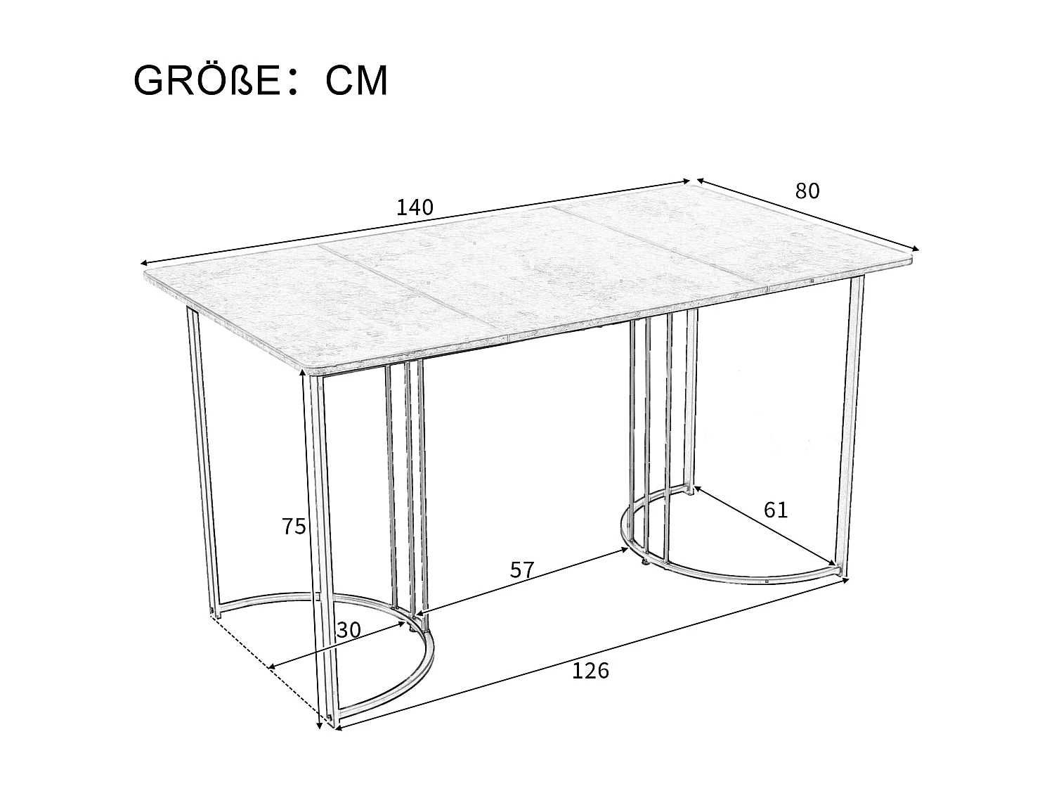 Set da pranzo composto da 5 pezzi, con gambe in metallo, 4 sedie in velluto beige, design moderno, (140x80x75 cm)