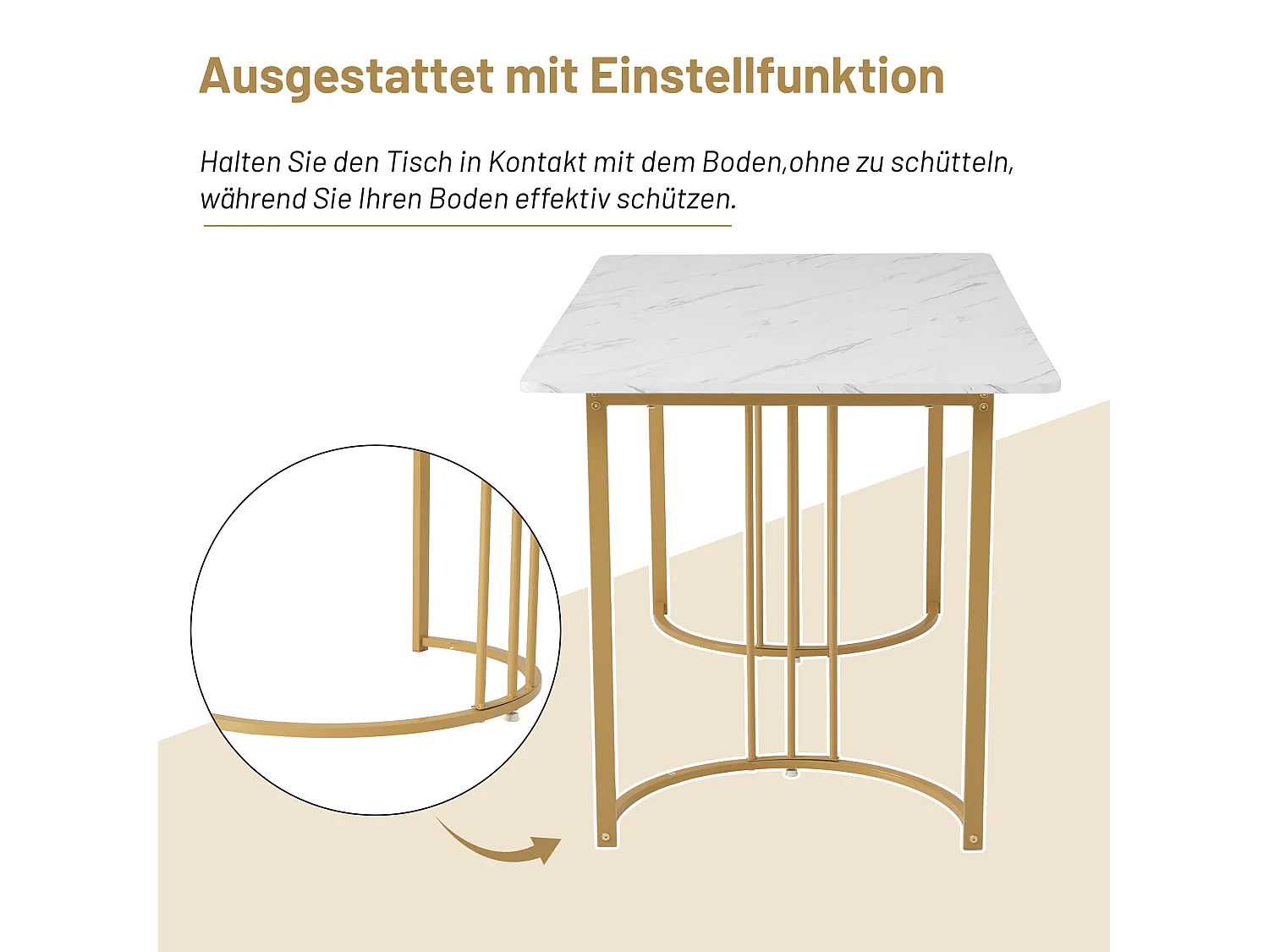 Set da pranzo, tavolo 140x80x75 cm con 4 sedie in velluto verde scuro, design moderno, gambe in metallo dorato, MDF bianco