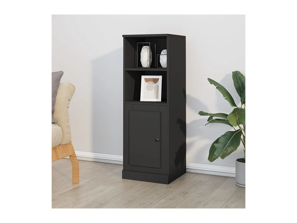 Buffet haut noir 36x35,5x103,5 cm bois d'ingénierie