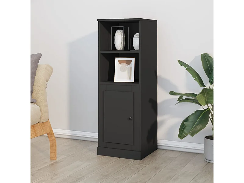 Buffet haut noir 36x35,5x103,5 cm bois d'ingénierie