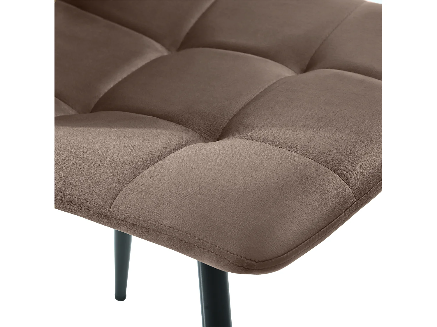 Conjunto de comedor de 5 piezas, mesa rectangular con 4 sillas de terciopelo marrón, patas de metal negro, MDF blanco (117x68x75 cm)