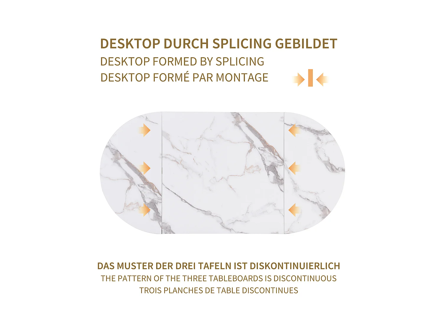 Eetkamerset met 6 krukken, witte MDF tafel en goudkleurig metalen frame, met fluwelen kussens (140x70x76 cm)