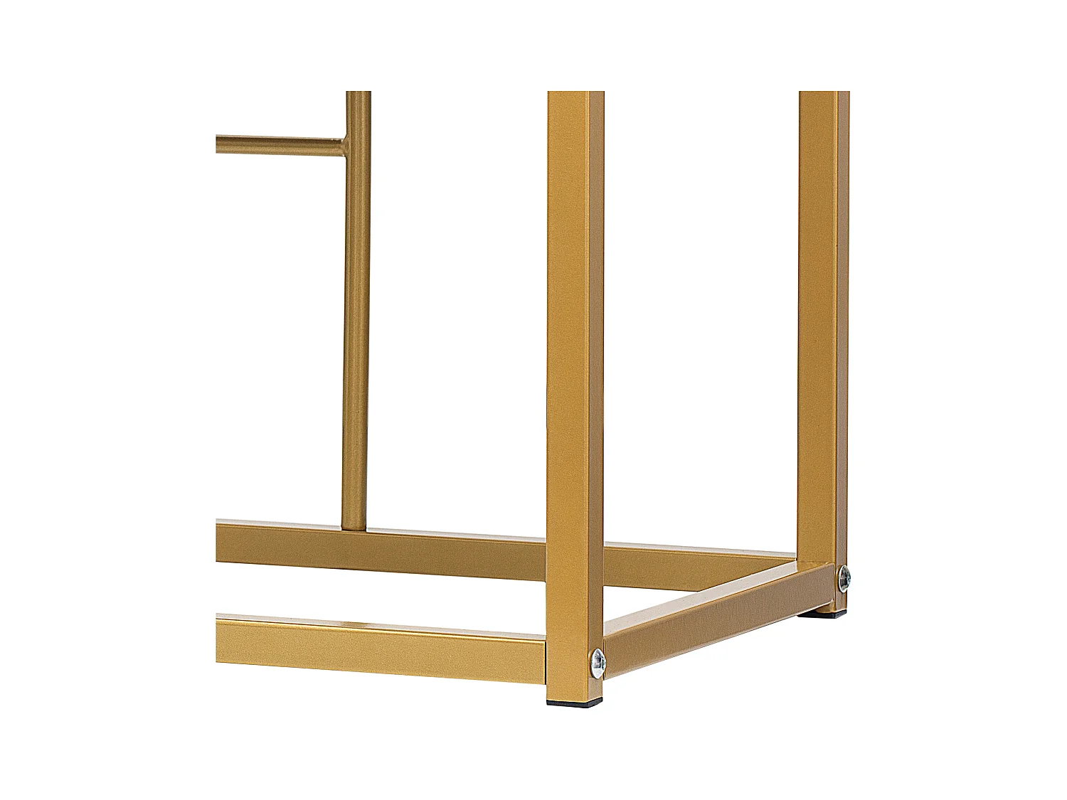 Eetkamerset met 6 krukken, witte MDF tafel en goudkleurig metalen frame, met fluwelen kussens (140x70x76 cm)