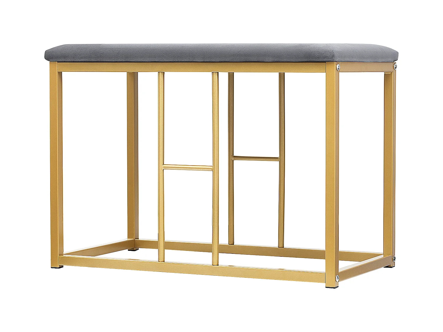 Eetkamerset met 6 krukken, witte MDF tafel en goudkleurig metalen frame, met fluwelen kussens (140x70x76 cm)