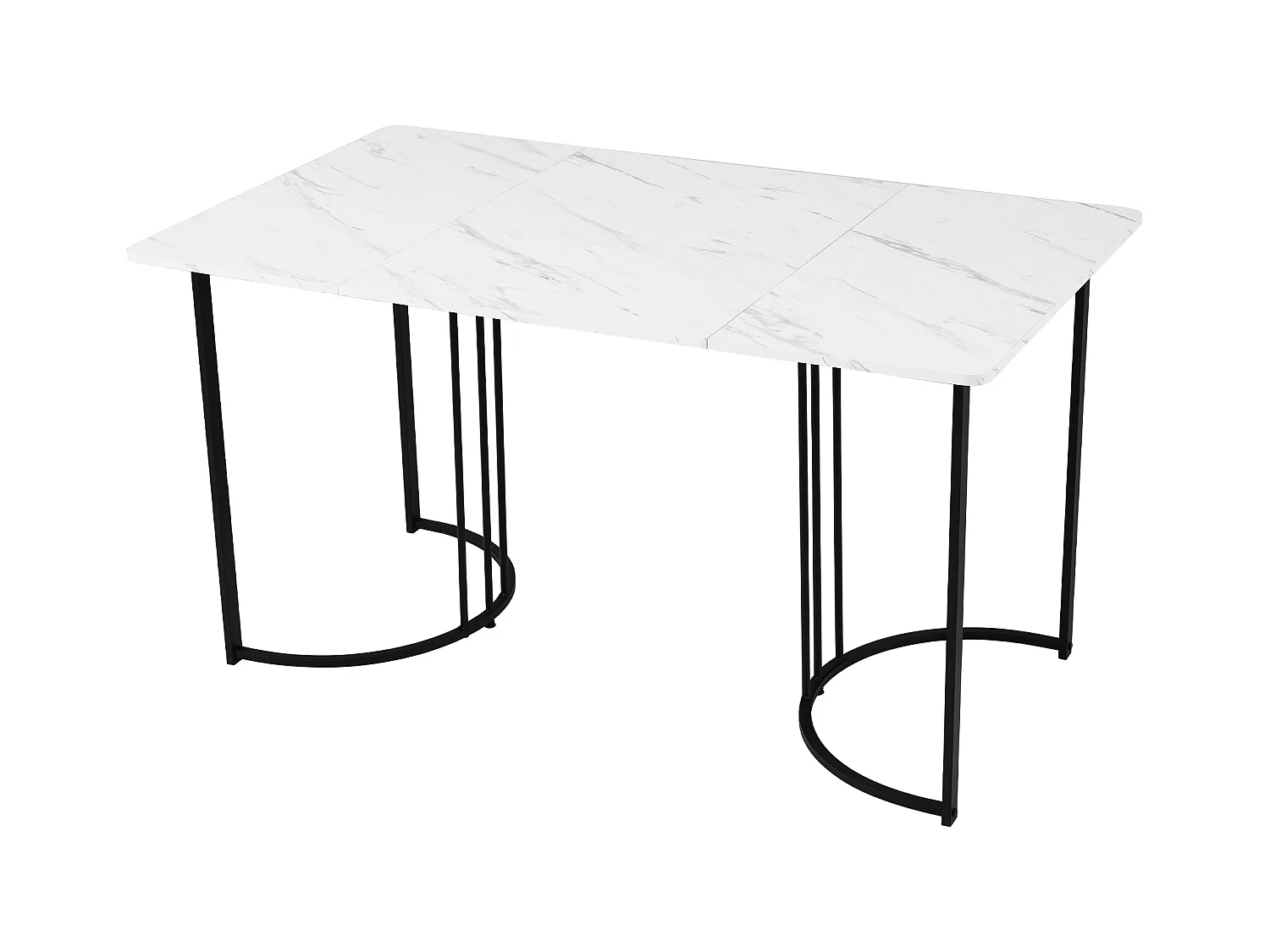 Table de salle à manger avec 6 chaises, MDF, noir, pieds métalliques (140x80x75 cm)