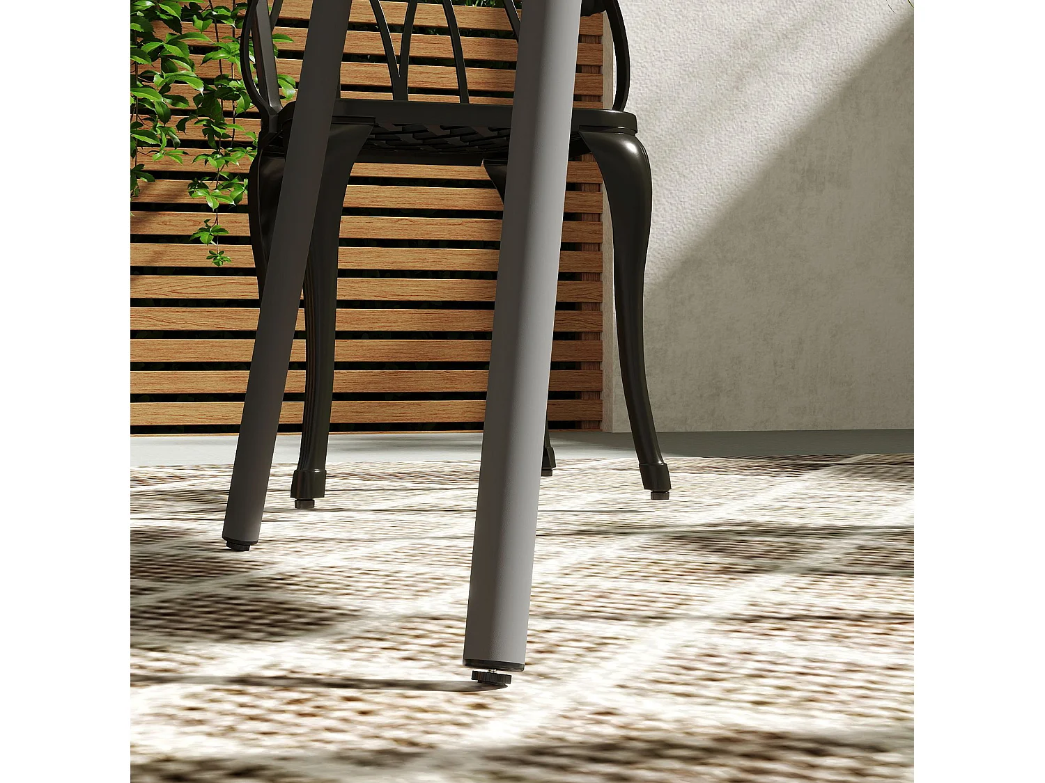 Table de jardin, table extérieure réglable en hauteur, métal et plastique, gris (80x80x74 cm)