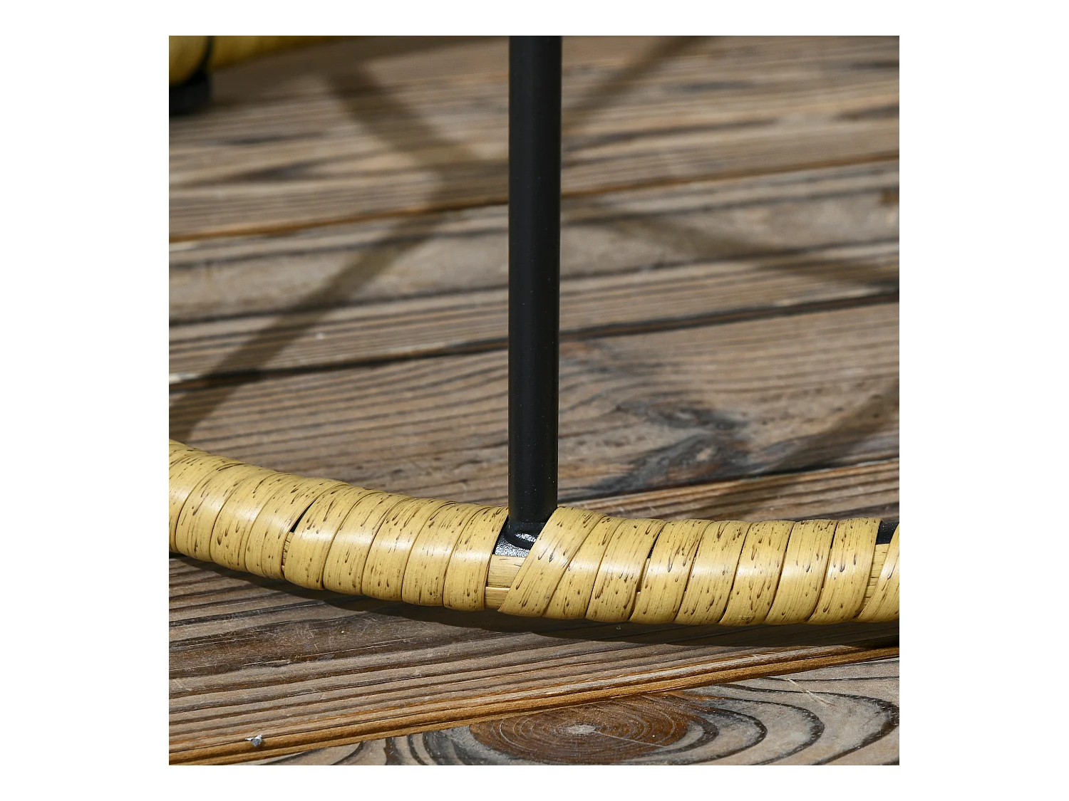 Lot de 2 tables basses empilables en rotin, kaki, pour jardin et terrasse (Ø58x53cm)