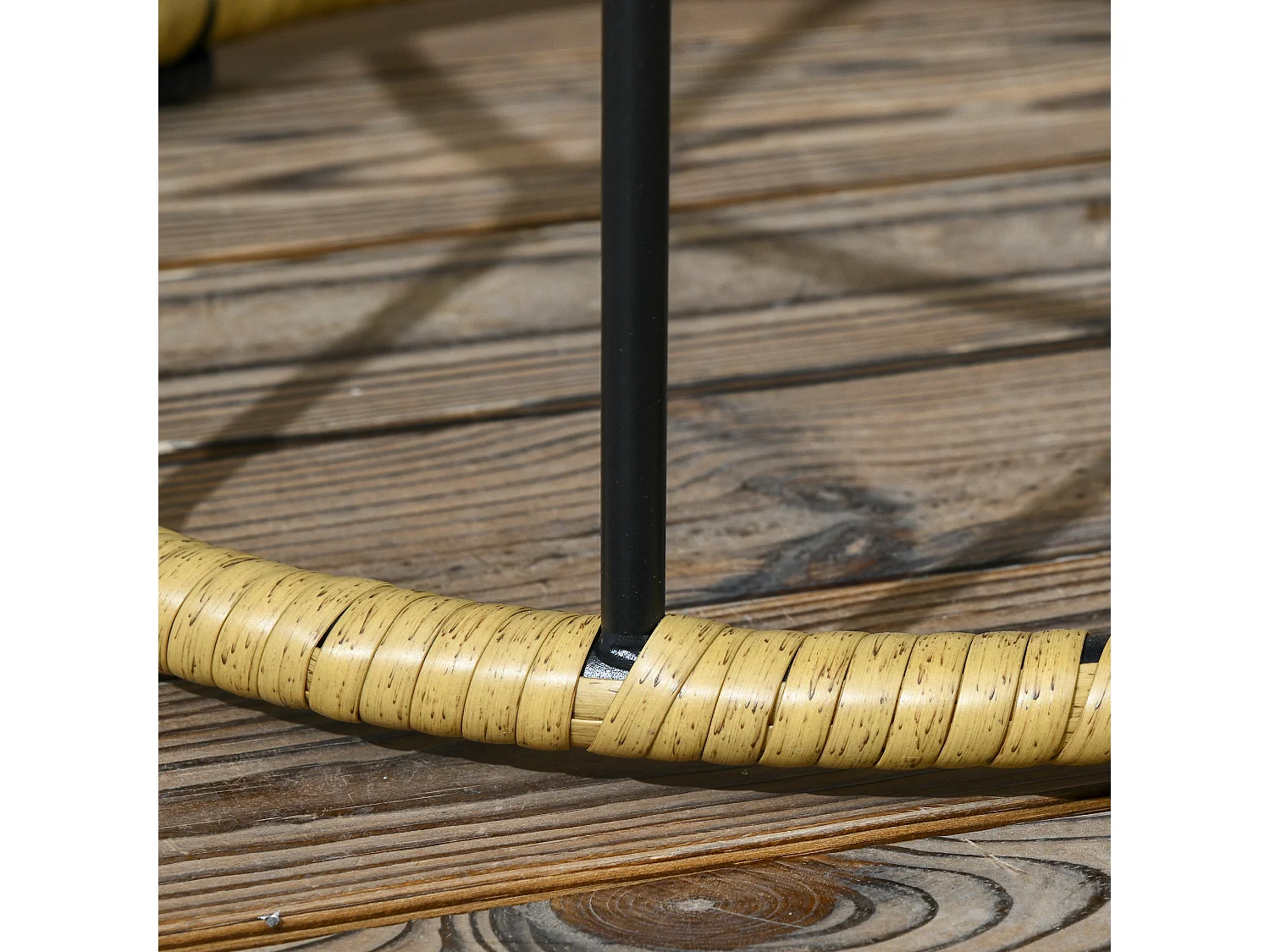 Lot de 2 tables basses empilables en rotin, kaki, pour jardin et terrasse (Ø58x53cm)