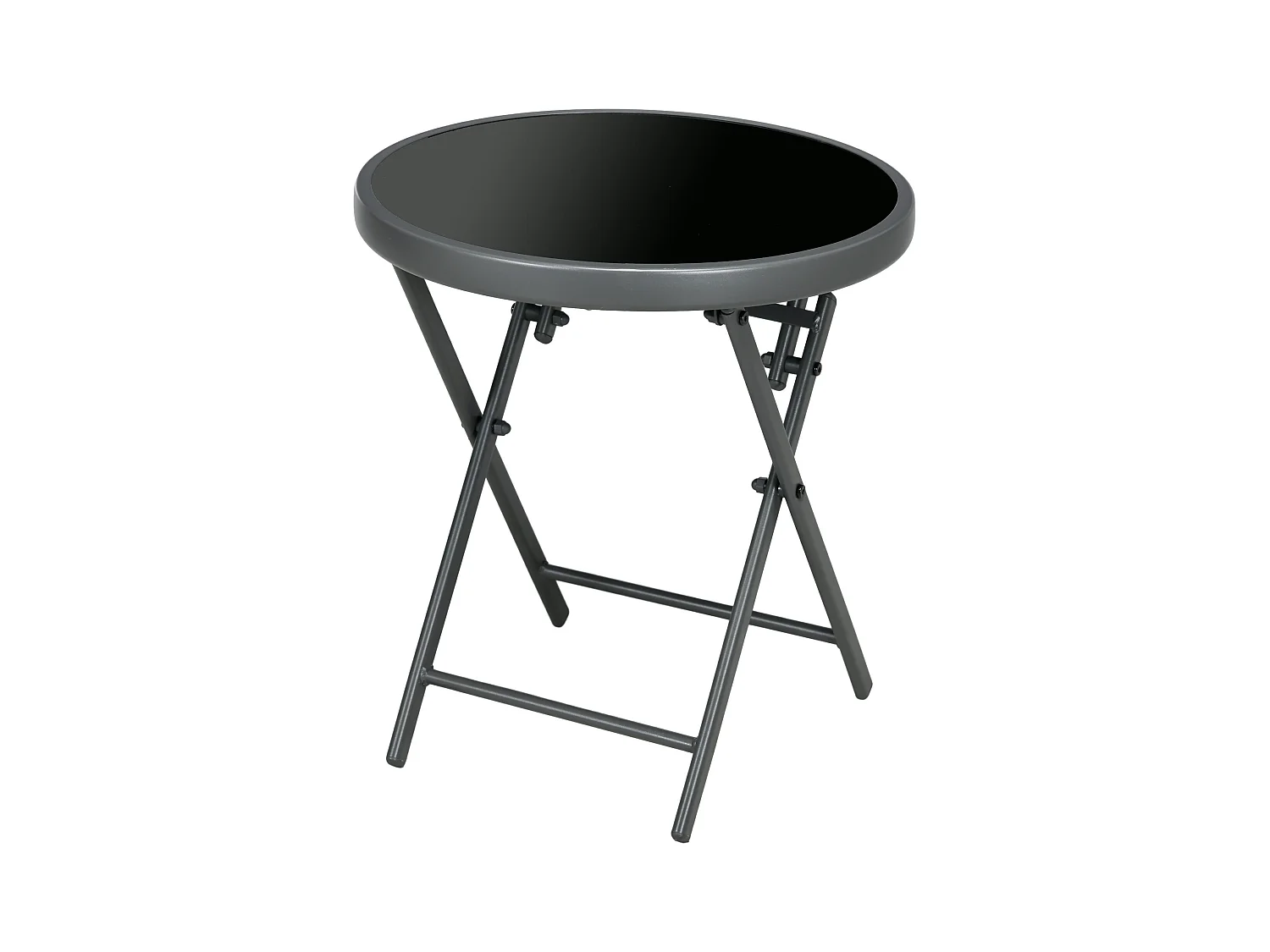 Opvouwbare bijzettafel met glazen blad, metaal, zwart (45x45x50 cm)