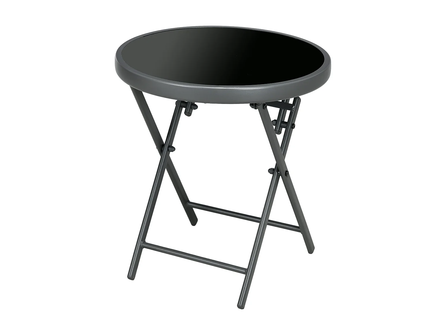 Table d'appoint pliable, avec plateau en verre, métal, noir (45x45x50 cm)