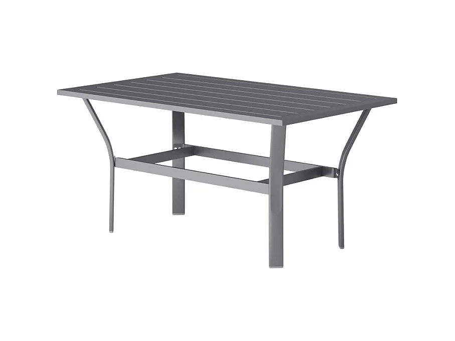 Weerbestendige metalen latten bijzettafel, donkergrijs, voor balkon en tuin (91,5x55x45cm)