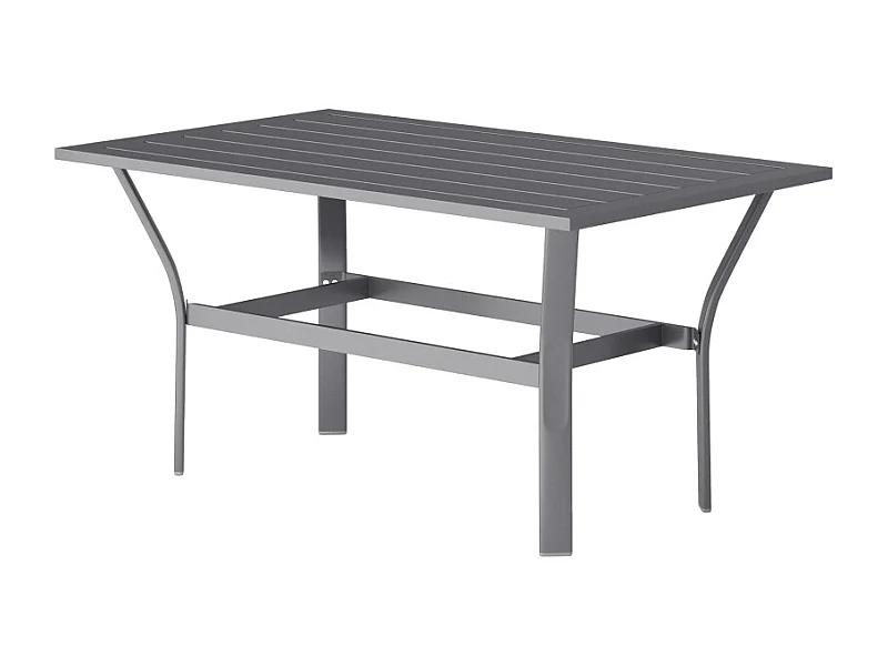 Table d'appoint métallique à lamelles, résistante aux intempéries, gris foncé, pour balcon et jardin (91.5x55x45cm)