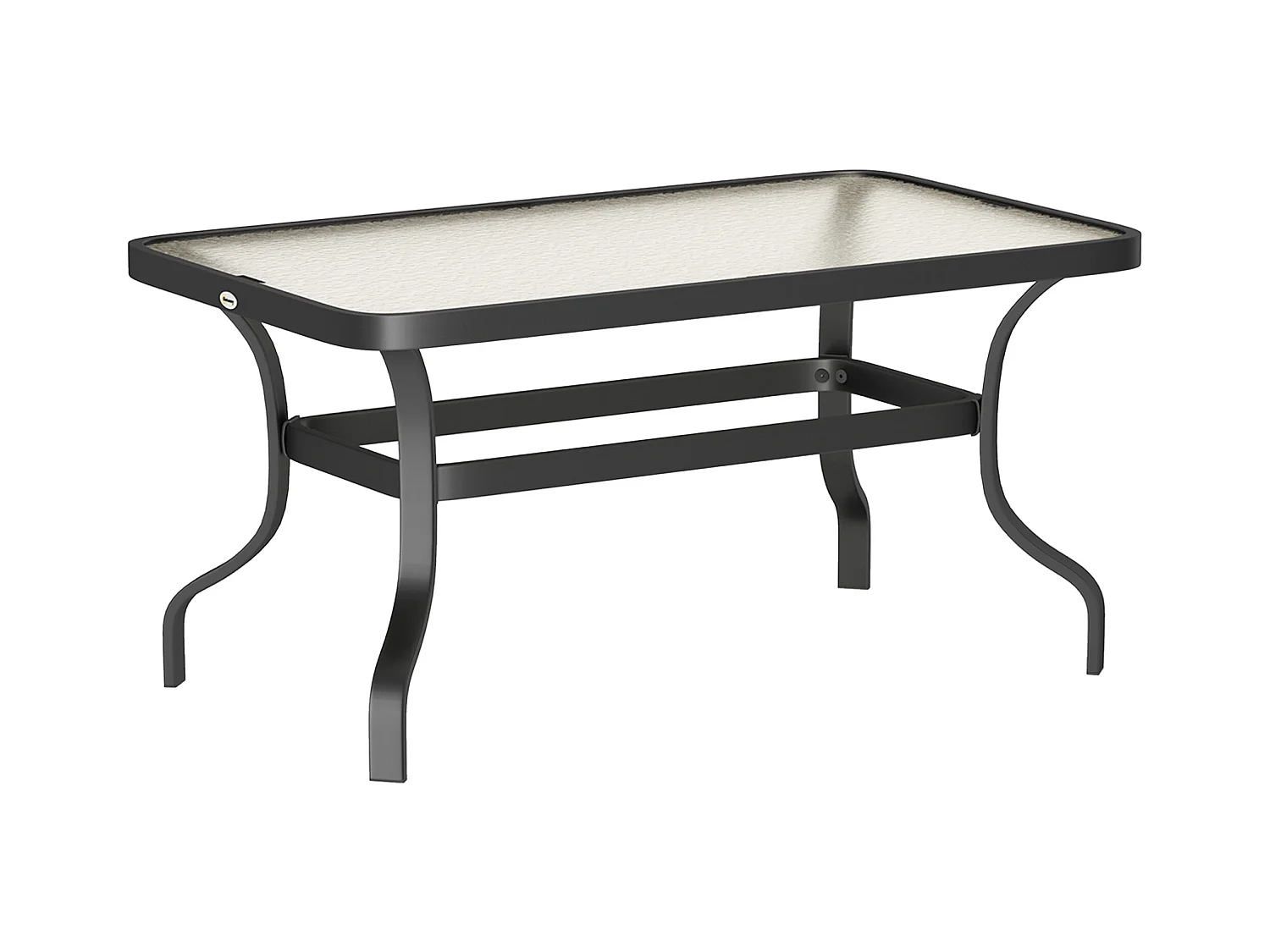 Table d'appoint ronde avec plateau en verre, cadre métallique, noir (95x55x46 cm)