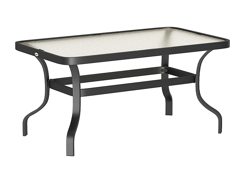 Ronde bijzettafel met glazen blad, metalen frame, zwart (95x55x46 cm)