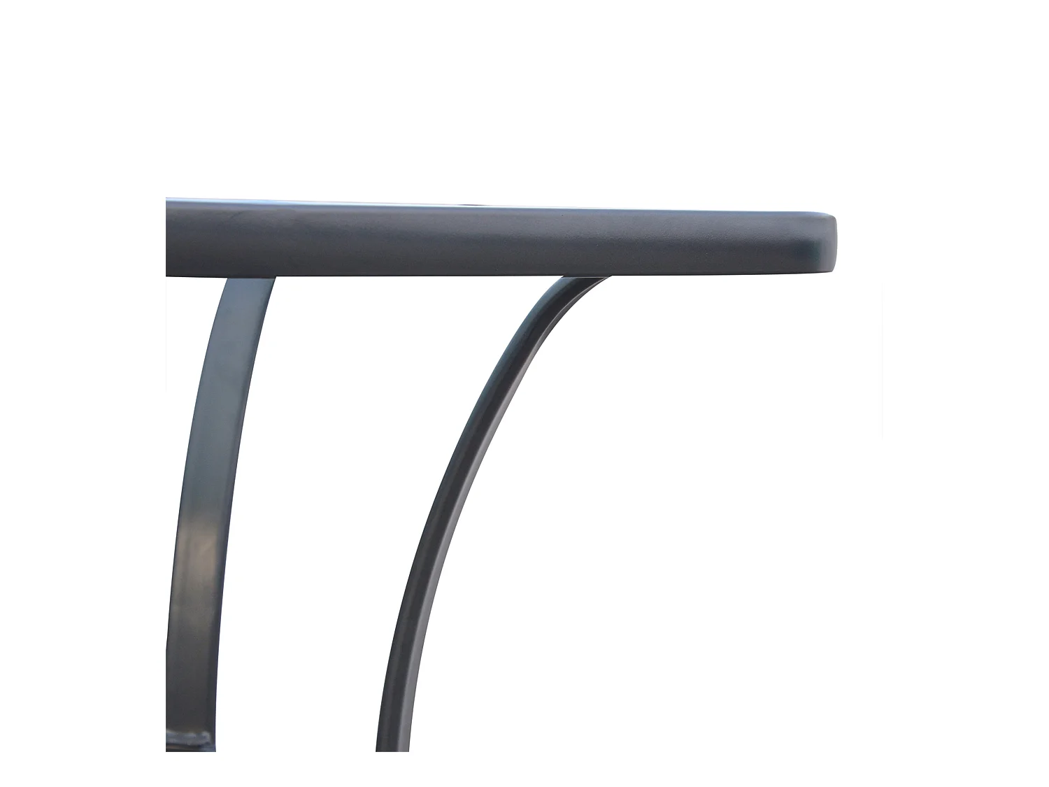 Vierkante tuintafel van gehard glas, weerbestendig, metaal, zwart (68,5x68,5x84cm)