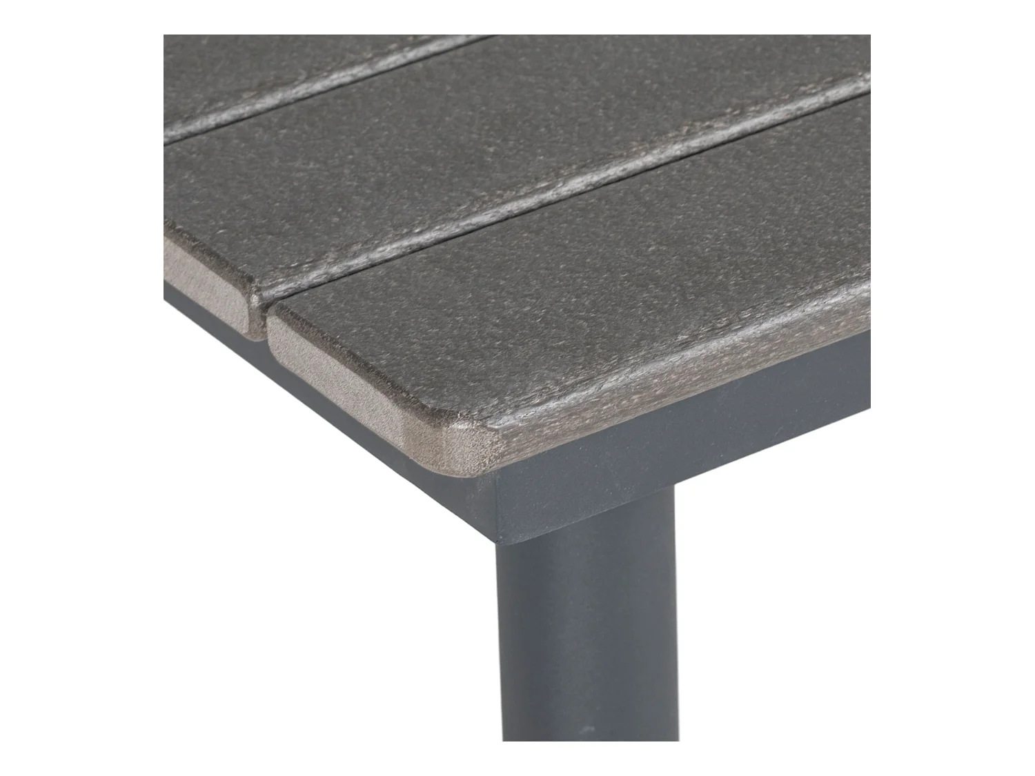 Vierkante tuintafel voor 4 personen, aluminium en HDPE, met parasolgat, donkergrijs (90x90x75cm)