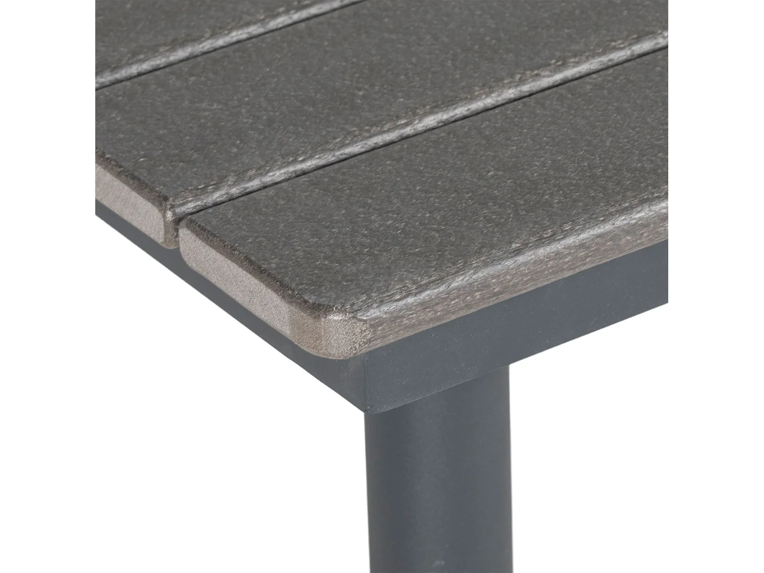 Table de jardin carrée pour 4 personnes, aluminium et HDPE, avec trou pour parasol, gris foncé (90x90x75cm)