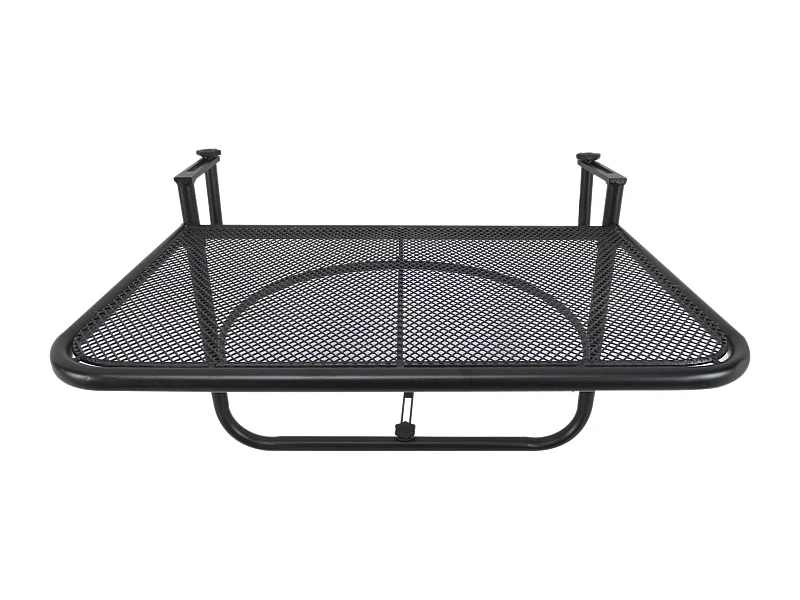 Verstelbare hangtafel voor balkon, metaal, zwart (60x56,5x45cm)