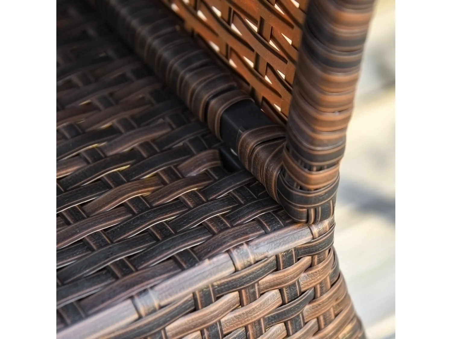 Tuintafel met parasolvoet, polyrotan en metaal, bruin, multifunctioneel (54x54x55cm)