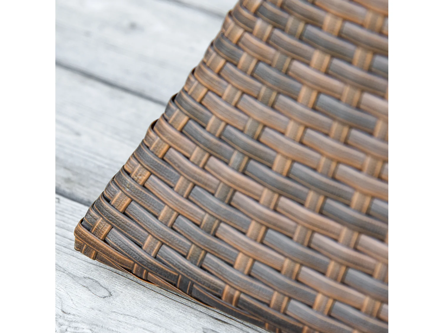 Tuintafel met parasolvoet, polyrotan en metaal, bruin, multifunctioneel (54x54x55cm)