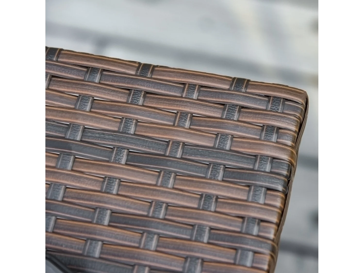 Tuintafel met parasolvoet, polyrotan en metaal, bruin, multifunctioneel (54x54x55cm)