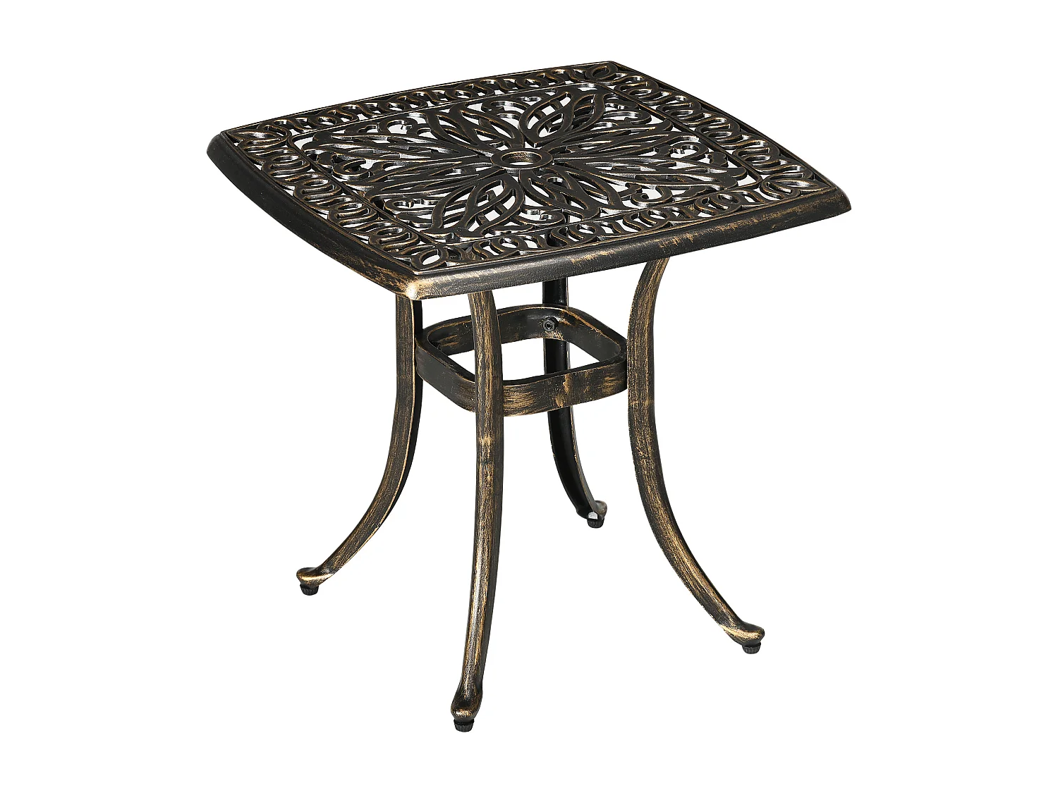 Table d'appoint extérieure avec trou pour parasol, aluminium, finition bronze (54x54x52.5 cm)